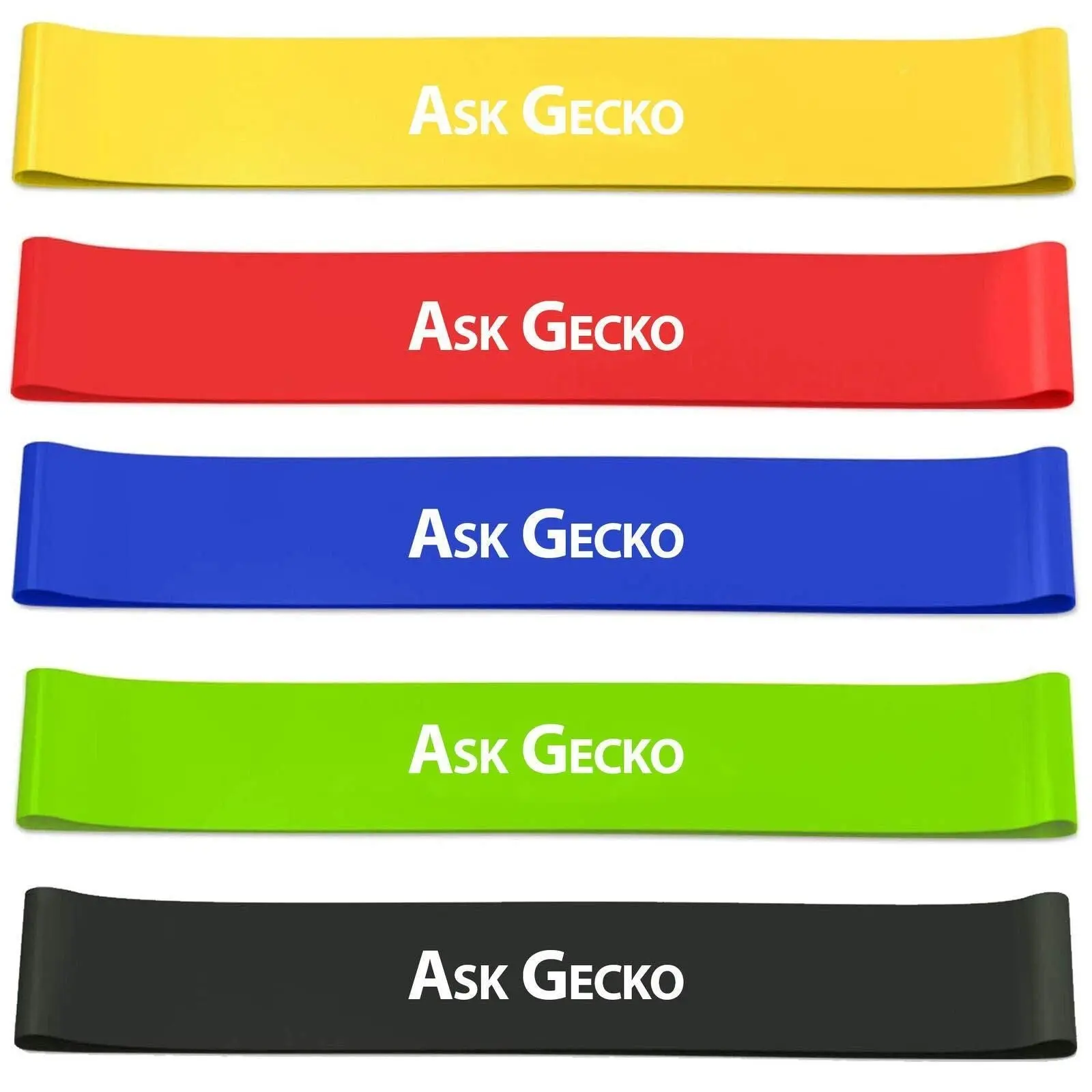 Ask Gecko Ultimate Resistance Loop Bands Fitness Set 100% Natural Rubber 10" x 2" Compact Bag Included for Full Body Stretch Strength Training