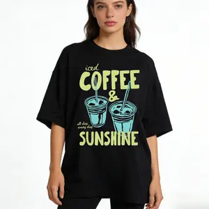 Iced Coffee and Sunshine Shirt, Iced Coffee TShirt, Coffee Lover Gift, Summer Graphic Tee, Summer Vibes Shirt, Coffee Shirt