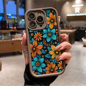 Cute Vintage Floral Pattern Phone Case for iPhone 17 16 15 14 Pro Max 13 12 11 XR XS Plus Shockproof Drop Protection Rugged Durable Silicone Cover