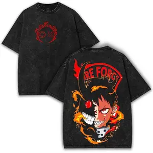 Shipping & returnsFire Force x Demon Appetite – Washed  Tee with Fiery Expression Design – Streetcore Anime Grail Fit Cotton Menswear
