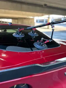 Monster Mount - Triple 6" Industrial-Grade Suction Cups & Full Metal Construction - Rugged Aluminum Build - Universal Fit for Cars - Sleek Black & Red Finish