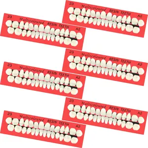 6 Sets Acrylic Resin Fake Teeth artificial teeth Denture Replacement tooth prop Synthetic Resin Denture for Replacement, 112 Pieces, 23 A2
