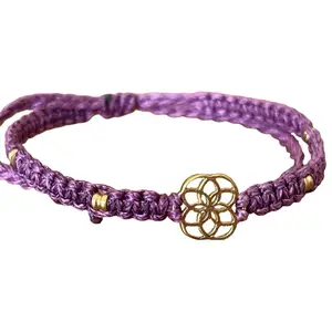 Handmade Flower of Life Bracelet in Brass and Macrame