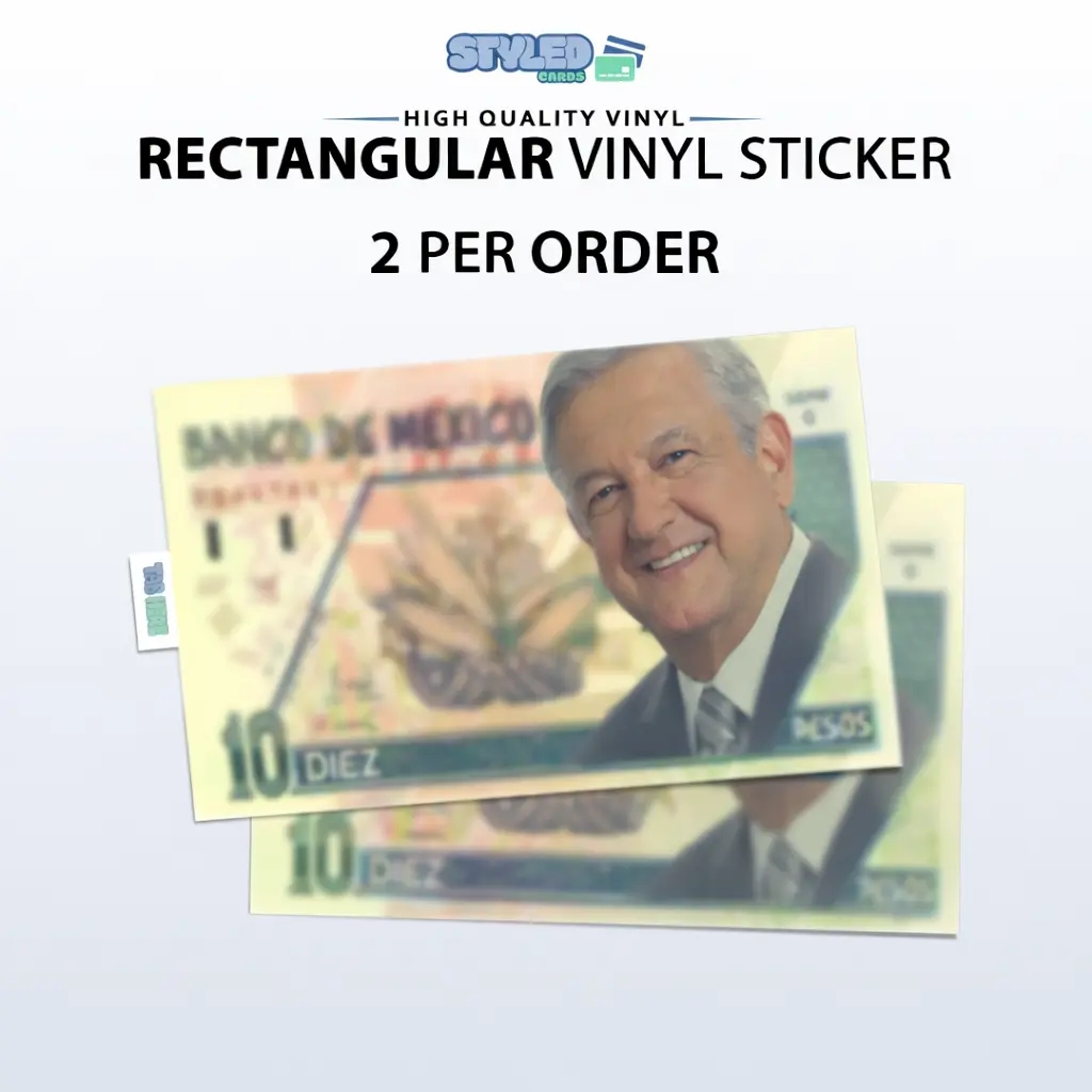 amlo pesos rectangular vinyl sticker