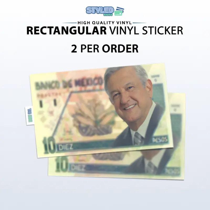 amlo pesos rectangular vinyl sticker