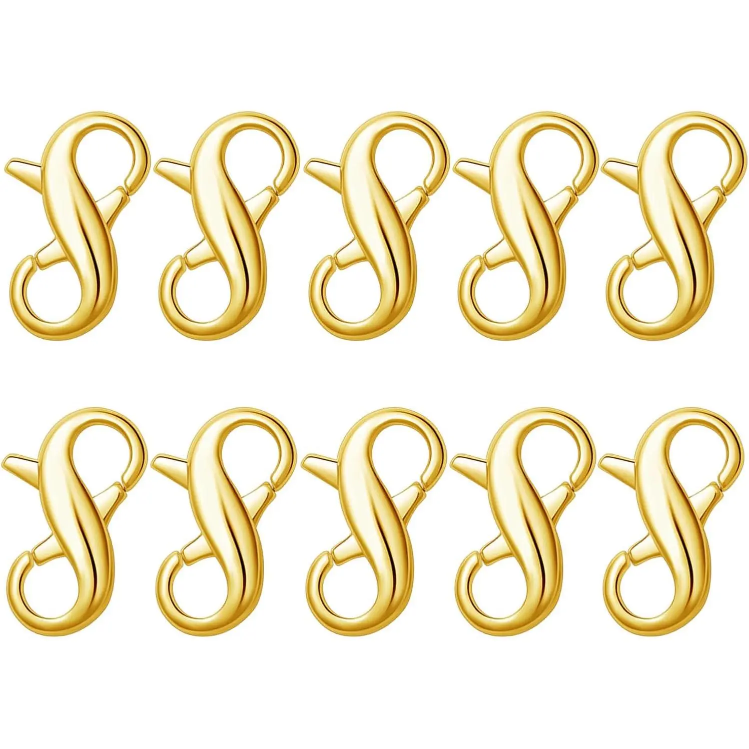 Stainless Steel Lobster Clasps, 10-Piece Elegant Gold Tone Set for DIY Jewelry Making, Necklace and Bracelet Connectors
