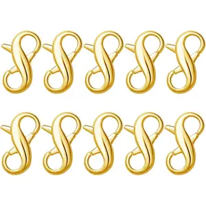 Stainless Steel Lobster Clasp,Lobster Clasp Necklace Extender, Bracelet Connector for DIY Jewelry Repair, Gold,Silver (10pcs Gold)