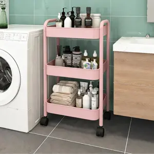 Multilayer Rolling Storage Cart with Wheels Movable Utility Organizer Shelf for Home Living Room Kitchen Bathroom Large Capacity Multilayer Design Stable Durable Easy Assembly Clean