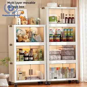 storage organizer 1 Multi-layer Foldable Open Storage Cabinet For Home Living Room, High Aesthetics Storage Box, Clothing And Milk Powder Storage Box, Dormitory With Wheels, Multi-layer Book And Snack Sorting Box, Open Storage Box, Baby Storage Box