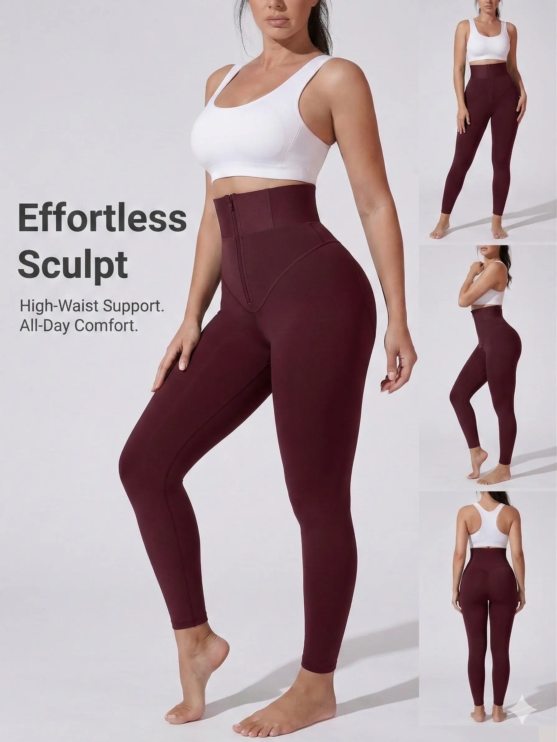 Women's Sculpt Fit Sports Leggings with Tummy Control, Booty Lifting Effect, and a Secure Patchwork Waistband for Yoga & Gym