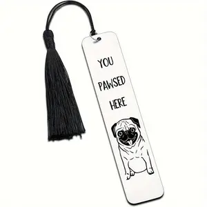 Cute Dog Pattern Stainless Steel Bookmark, 1 Count Creative Book Mark with Tassel, Reading Bookmark for Home School Office Dormitory