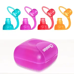 SoftSip Food Pouch Silicone Tops + Travel Case | Purple, 4 CT