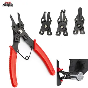 4 In 1 Snap Ring Pliers Set, Interchangeable Jaw Head C Clip Remover Tool with 45° 90° 180° Angled Jaws, Heavy Duty Retaining Ring Pliers for Automotive and Engine Repair