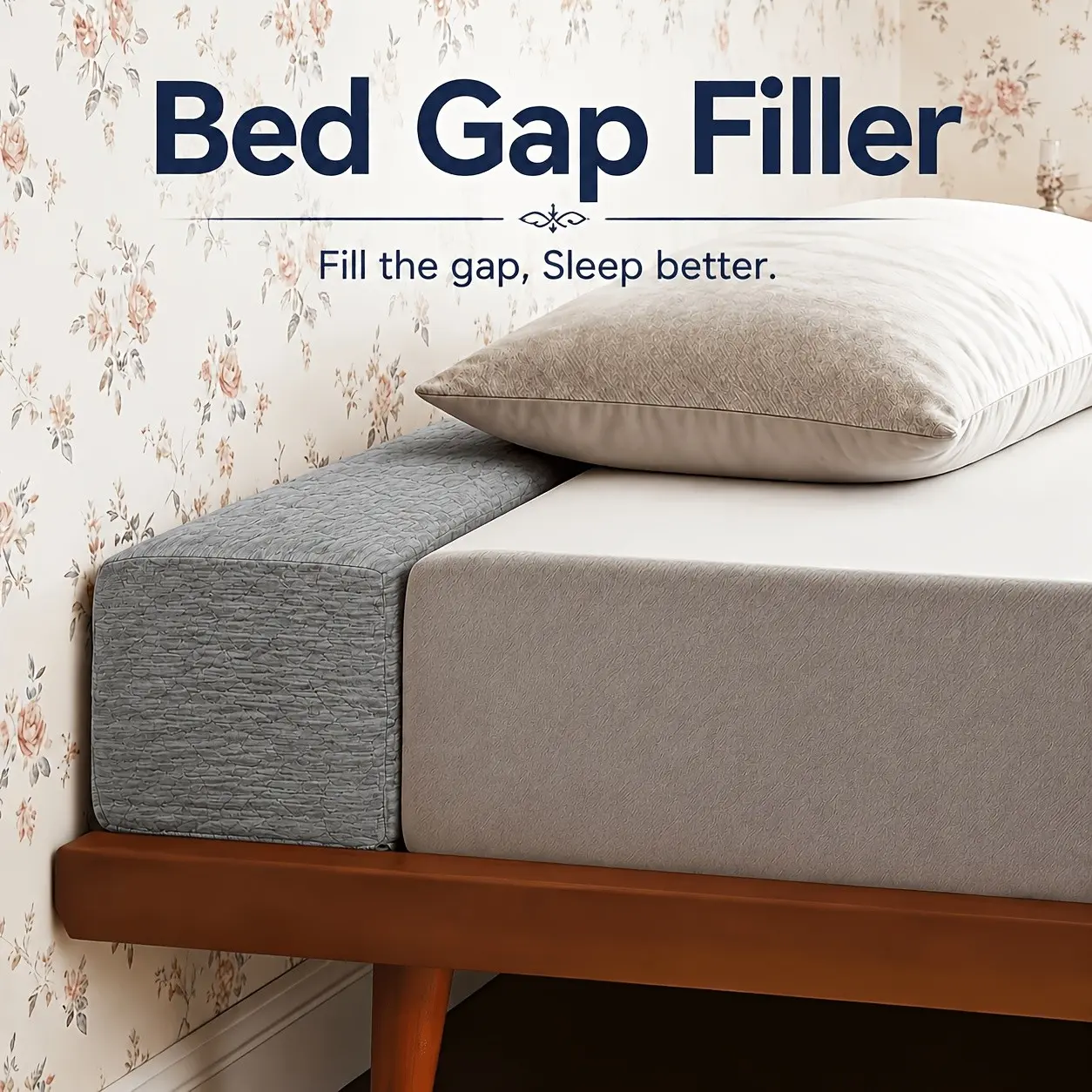 Adjustable Bed Gap Filler Cushion Suitable for Mattress & Headboard Gap, Foam Wedge Pillow with Foam, Machine Washable Square Wedge for Headboard, Comfortable Space-Saving Bedding for Small Bedrooms