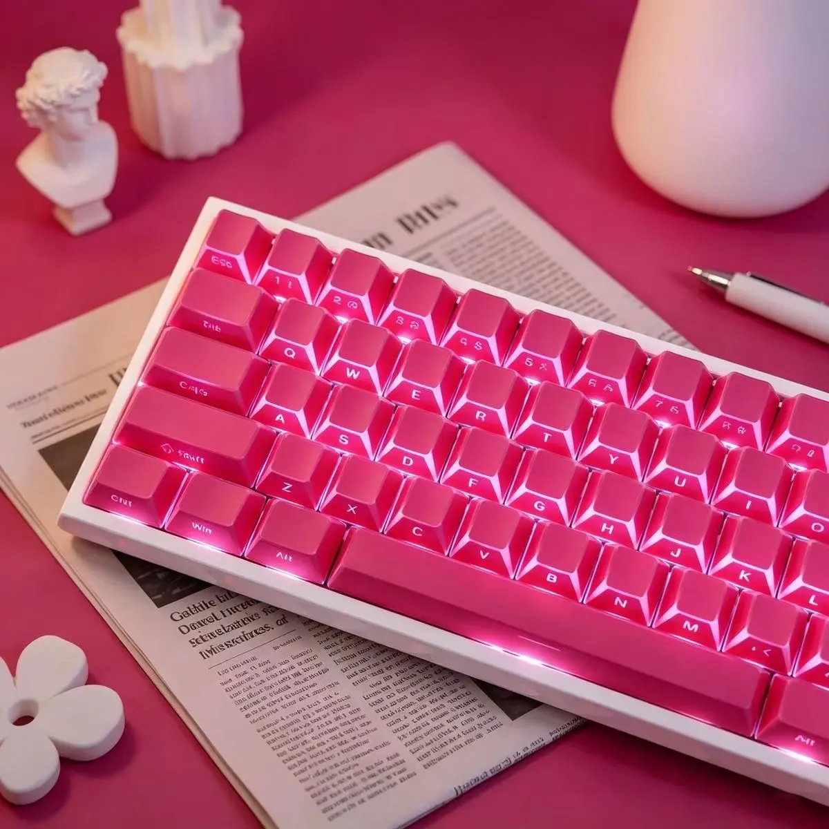 Kawaii Backlit Keycaps for Gamer Girls, Cute Keycaps, 97 Keys Pbt Zheying Series, Perfect Desk Decor, Enhance Your Gaming Setup, Custom Keycaps, Computer Peripherals, Gaming Room Accessories, Gaming Keyboard Keycap