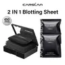 CARSLAN Black Magnet Oil Blotting Setting Sheet With Powder More Control Oil Keep Fresh 2 IN 1 Blotting Sheet with Mirror Puff & Recyclable Case, 450 Sheets 1 Box 2 Refills, Oil Sucker Blotting Paper, For Touch Up