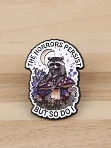 Adorable  Raccoon Enamel Brooch Pin, Personalized Zinc Alloy Badge, Unique Design Button, Fashion Accessory for Men  Women, Perfect Gift, Flower Brooch