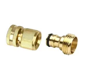 Set of Brass Male and Female 3/4 Inch Garden Hose Quick Connector Fitting, No-Leak Quick Release Pipe Connection for Outdoor Lawn Yard Patio Water Hose Accessories