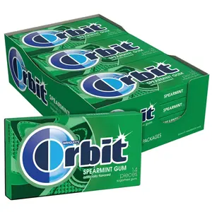 WRIGLEY'S ORBIT Spearmint Gum Sugar-Free - 12 Bulk Packs, 14 Pieces Each - Conveniently Packaged for Easy Storage & Sharing - Refreshing Mint Flavor for Fresh Breath extra box big stick blue