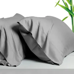 100% Viscose Made from Bamboo Breathable Pillowcases Standard Size Set of 2-Pack for Hot Sleepers and Night Sweats- Softness and Cooling Pillow Cases-Envelope Closure (Gery -20 x 26 Inches)