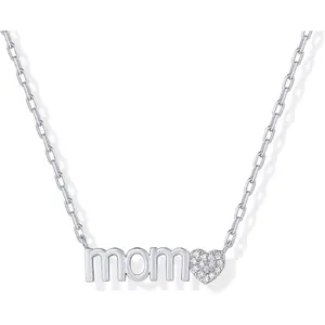 14K Gold Plated Mom Necklace for Women - Cubic Zirconia Mama Necklace Gold Jewelry Gifts for Mothers Day - Dainty Pendant New Mom Jewelry