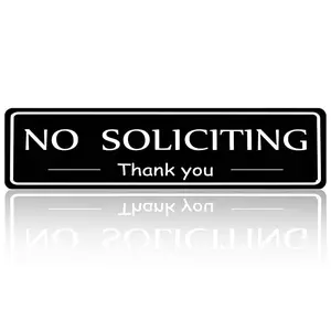 16x4 Inches Aluminum Metal Sign "NO SOLICITING Thank You" Privacy Sign for Home Front Door Porch Yard Garage Office Business Decorative Plaque Waterproof Durable Outdoor Indoor Use Modern Minimalist Wall Art Housewarming Gift for Homeowners
