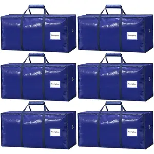 6 Pack Large Moving Bags Heavy Duty -  Storage Bags with Zippers & Handles | Extra-Large Packing Bags for Moving Boxes, Clothes, Bedding, Holiday Decor &  Storage