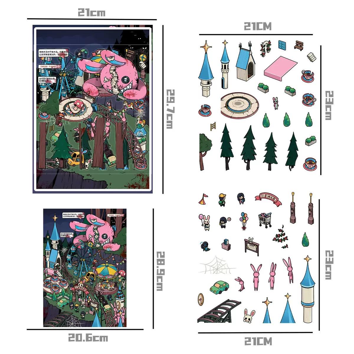 Twisted Fairy Tale Series – 3D Scene Sticker Kit,DIY Dark Diorama for Room Decor & Display,Horror Aesthetic Gift for Alt & Dark Art Lovers,PET Sticker Set