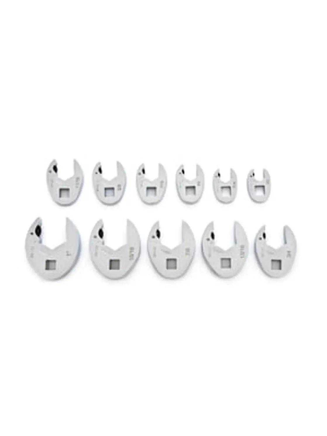 Apex Tool KD89118 11-Piece SAE Ratcheting Crowfoot Wrench Set - Open-End Design, Laser-Etched Sizes, Arrow-Stamped, Bright Chrome Finish, for Work & Bolt Tightening
