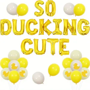 1 Set Duck Birthday Party Decorations So Ducking Cute Balloon Banner with Cute Ducks Cards Duck Themed Birthday Decorations for Duckies Birthday Shower Party