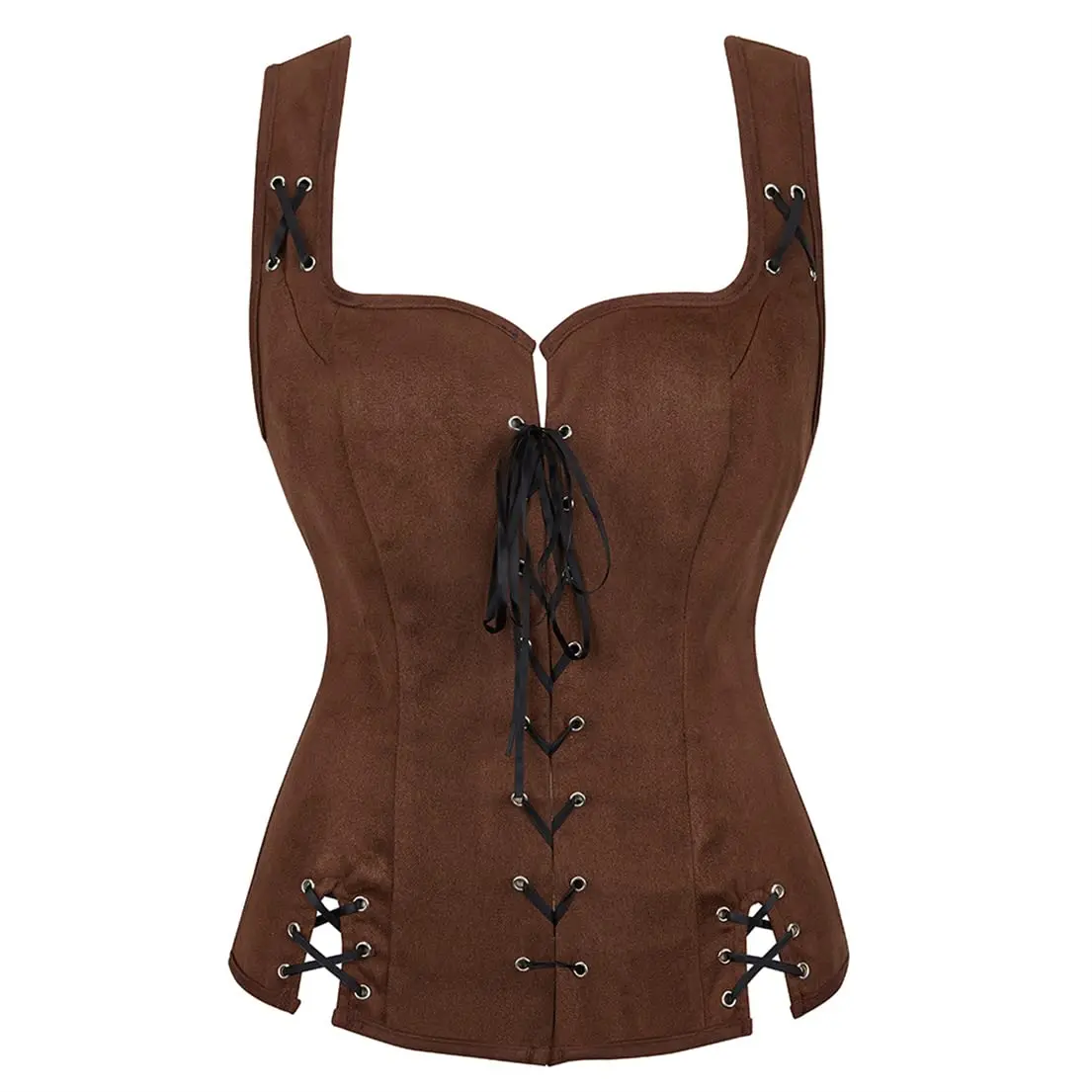Milalee Pirate Renaissance Costumes for Women Steampunk Pirate Vest Viking Costume Bodice Halter Corset Underwire Corset Top Beige Cosplay Cutout Bodysuit Womenswear 71001