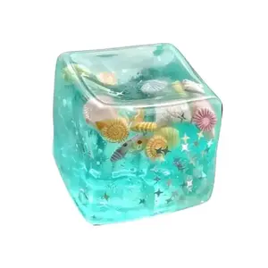 3D Ocean Cube Squeezy Squishies Toy, Transparent Shell Fidget Toy, Calming Anxiety Relief Stress Toy for Kids Adults fushigi ball oobleck