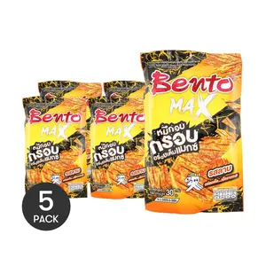 5Packs BENTO Max Crispy Squid Seafood Snack, Larb Flavor, 1.06 oz/Pack