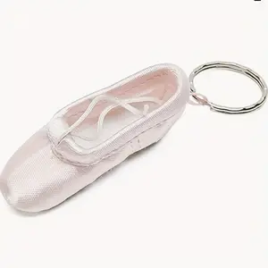 Mini Ballet Shoes Keychain Cute Pointe Shoes Key Chain Ring for Purse Bag Backpack Charm Earbud Case Cover Accessories Women Female Gift