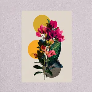 Modern vertical frameless canvas wall art – triangular floral and geometric circular patterns, vertical design suitable for narrow spaces, spring/summer plant-themed decor, suitable for living rooms, bedrooms, and hallways, minimalist style