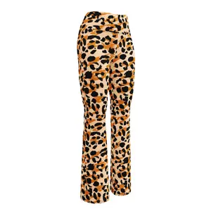 Women's Flare leggings leopard skin pattern high waist butt lifting flare leggings with pockets