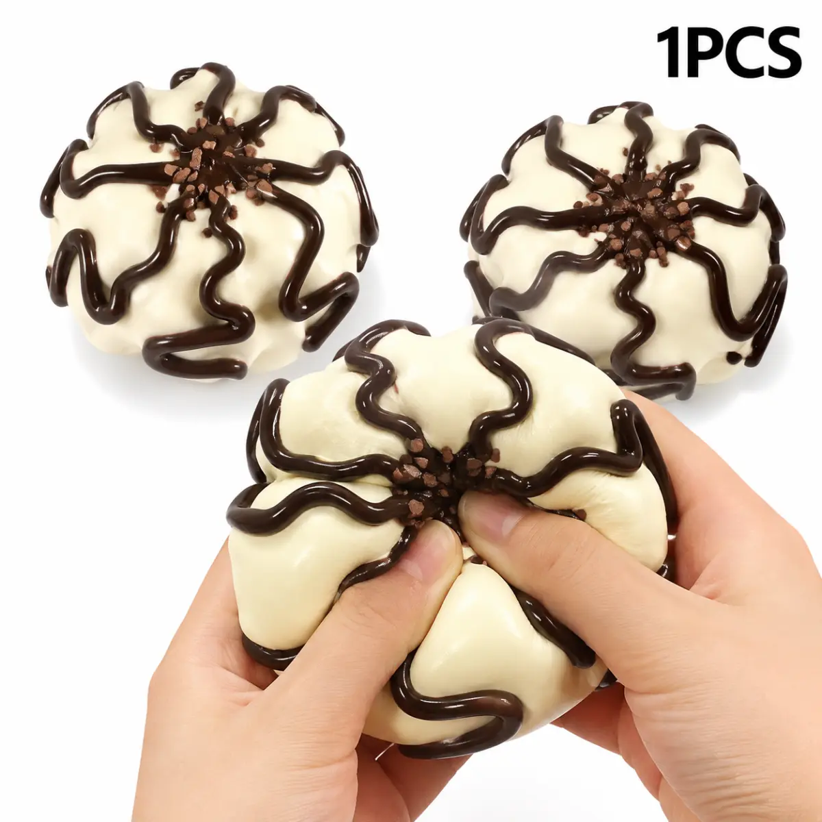 Chocolate Truffle Squishy Toy, Safe Silicone Stress Relief Squeeze Toy, Non-Toxic Slow Rising Fidget Toy for Anxiety, Kawaii Food Decompression Toy