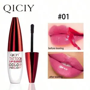 QICIY Waterproof Matte Tattoo Lip Gloss Set of 4 Colors Graduation Gift Peel Off Long Lasting Lip Gloss for All Skin Tones Mixed Shades Pink Red Orange Cosmetic Glossy
