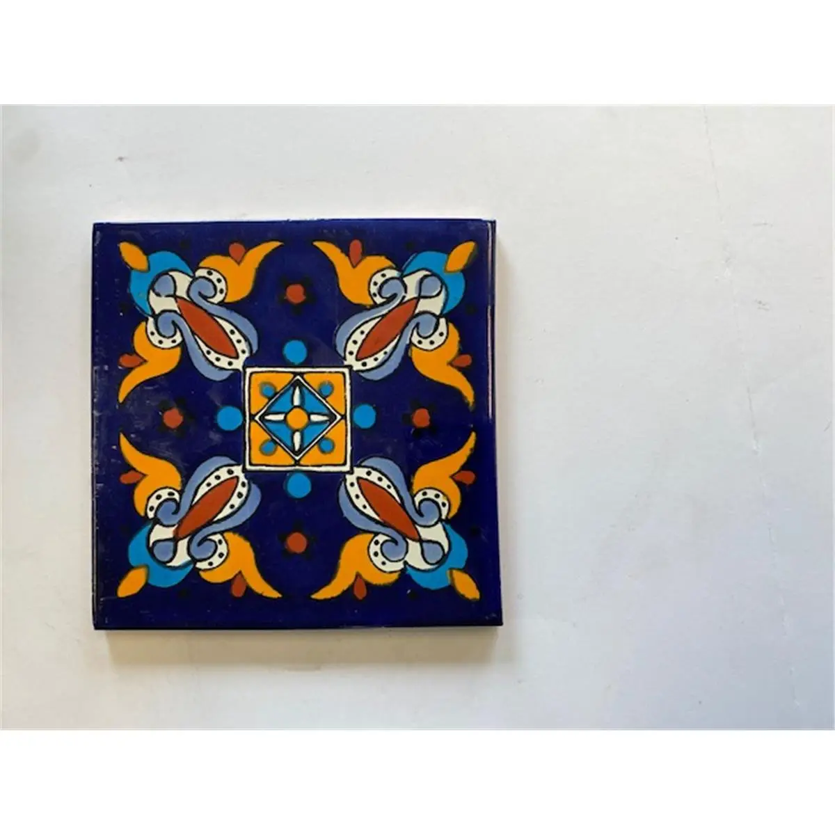 212 MAIN 6x6 in Square Natural Clay Mexican Decorative Tiles - 4-Pack Hand Glazed Double-Fired l113 Building Supplies, Ideal for Indoor & Outdoor Use