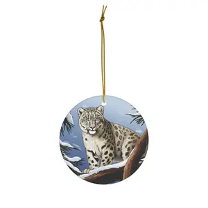 Snow Leopard Ceramic Ornament - Circle, Star, Heart, Oval Shapes