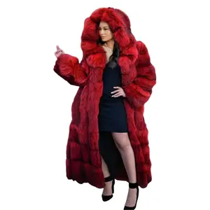 Plus Size Women's Floor-Length Oversized Faux Fur Coat - Luxurious Deep Red Hooded Plush Warm Winter Outerwear, Perfect for Formal Events, Dinners & Parties in Cold Weather