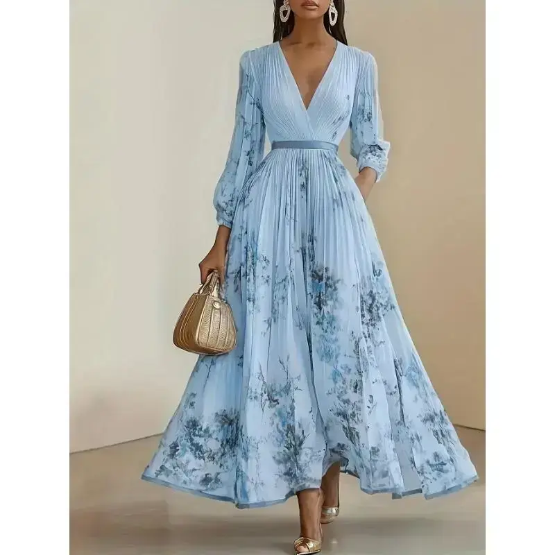 green emerald velvet dress Sweet Floral Print Short Puffy Sleeve Ruffle Tulle Wedding Guest Dresses main image 1