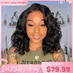 [Free Upgraded 7x6 Lace] Menglle Hair Blow Out 250% Density Bouncy Wave 7x6 Pre Cut Lace Front Wig Spiral Curl Gluess Human Hair Wigs With Middle Part 90s Style#Summervibes#TikTokShopStockUp