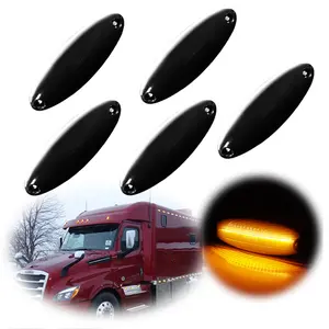 5PCS Amber LED Roof Clearance Marker Light Lamps For Freightliner Cascadia 2008-up Replace OEM A6602872000 A0684737000