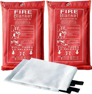 Emergency Fire Blanket 2 Pack - 40” x 40” Fireproof Fiberglass Safety Blanket for Home, Kitchen, Camping, and Office - Fire Extinguishing, Flame Retardant, Fire Prevention Cloth, Fire Out Blankets