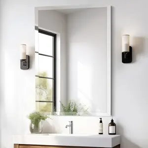 28x36 Inch Rectangle Frameless Mirror, Beveled Bathroom Mirror, Frameless Wall Mirror with 1" Beveled Edge for Bathroom Vanity, Entryway, Living Room