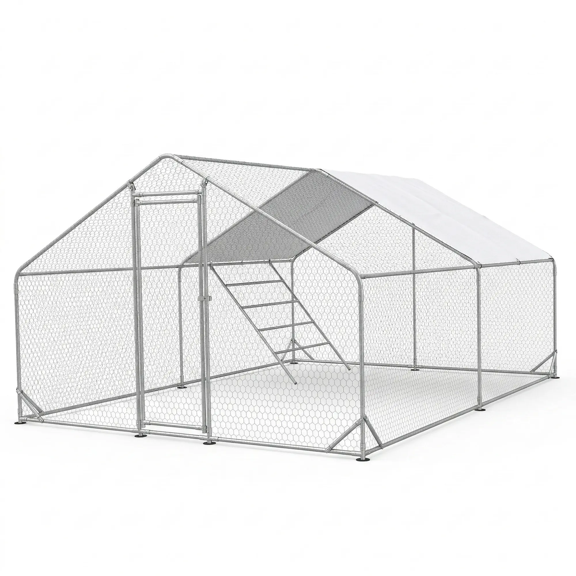 CHIKENCOOP Large Steel Walk-In Chicken Coop Enclosure - Outdoor Safety Poultry Pen with Waterproof Cover for Chickens, Geese, Protection for Small Animals