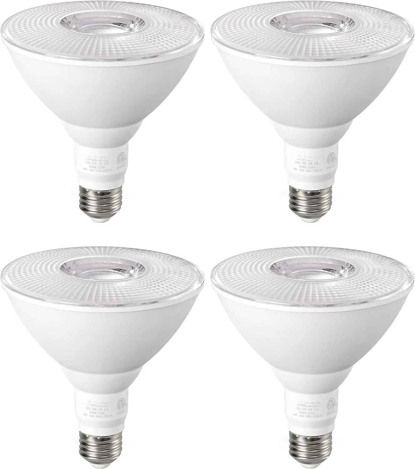 Flood Light Bulbs, PAR38 LED Outdoor Flood Light Bulbs, 120W Equivalent Dimmable  for Patio Yard Porch Driveway Garage, 5000K Daylight White 18W 1800LM E26 Base, 4 Pack, ETL Listed