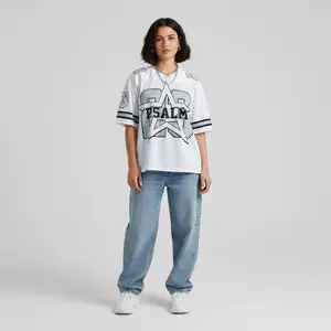 Psalm 23 Inspired Christian V-Neck Oversized Short-Sleeve Mesh Jersey T-Shirt - Vintage Professional Sports Top, Multicolor Cozy Christian Clothing, S-5XL for Casual, Streetwear Outfits