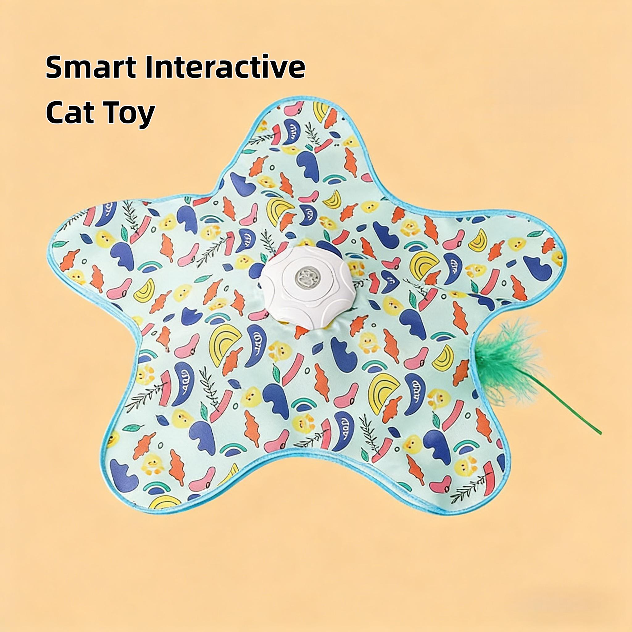 Interactive Unpredicatable Moving Feather Cat Toy , Hide and Seek Rechargeable Cat toy for bored cat,Automatic Chargeable，Indoor Exercise & Boredom Relief for All Breeds